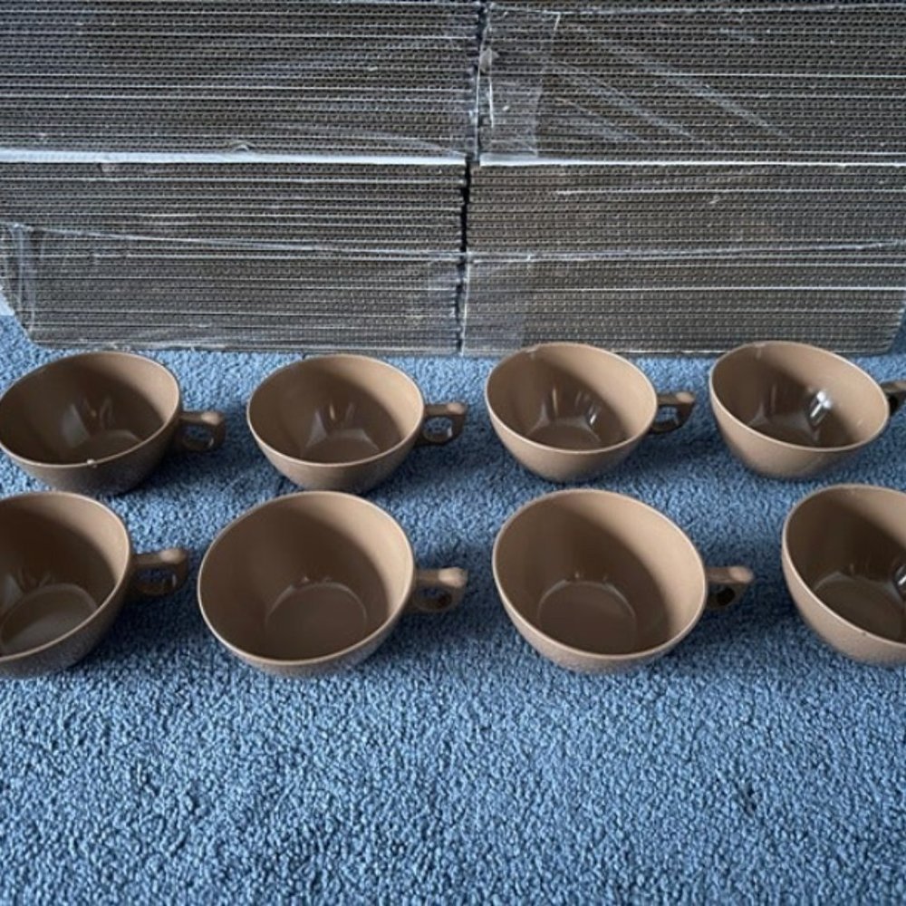 Lot Of 8 Vintage Melmac Brown Melamine Fine Dinnerware Coffee Cups